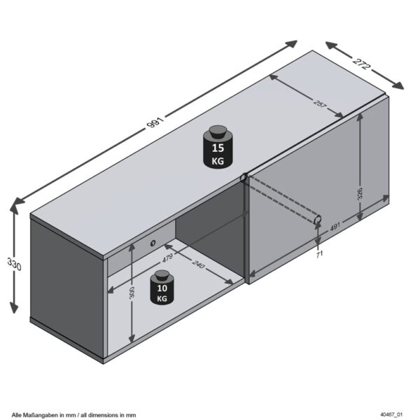 FMD Väggmonterad hatthylla med fack 99,1x27,2x33 cm svart - Bild 4