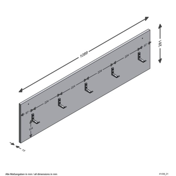 FMD Väggmonterad klädhängare 108,9x1,5x28,1 cm ek - Bild 2