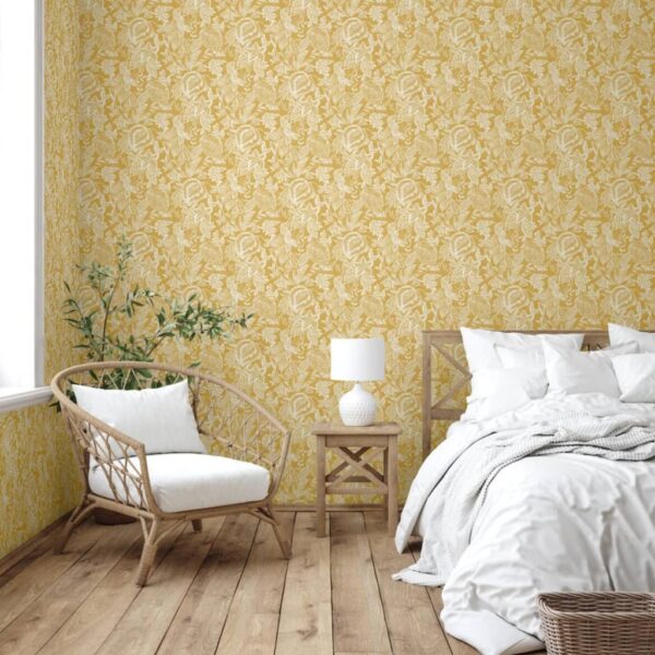 DUTCH WALLCOVERINGS Tapet Mae ockra och beige - Bild 3