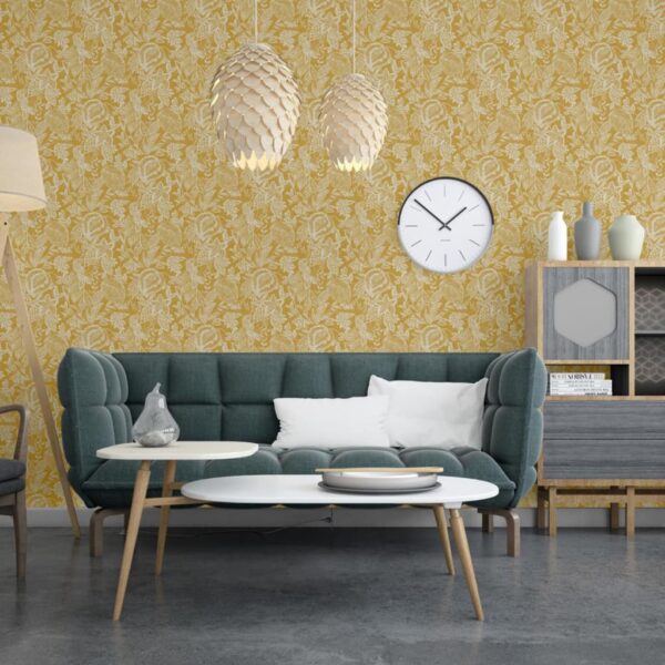 DUTCH WALLCOVERINGS Tapet Mae ockra och beige - Bild 4