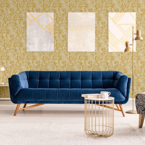 DUTCH WALLCOVERINGS Tapet Mae ockra och beige - Bild 5