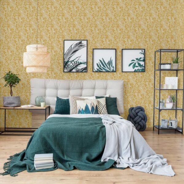 DUTCH WALLCOVERINGS Tapet Mae ockra och beige - Bild 6