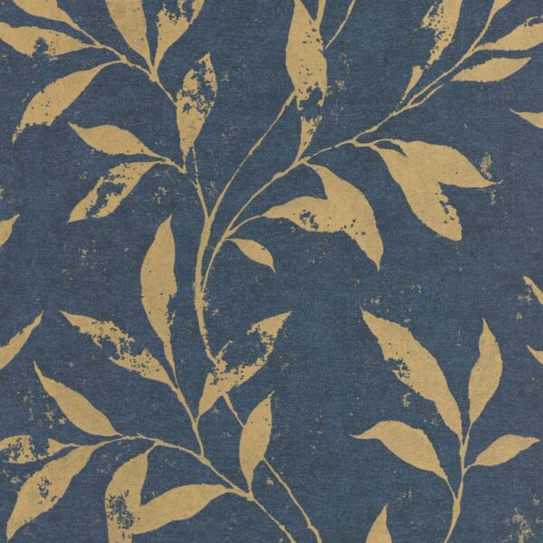 DUTCH WALLCOVERINGS Tapet Leafs blå och guld - Bild 2