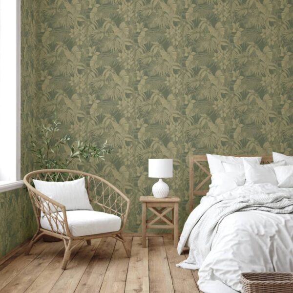 DUTCH WALLCOVERINGS Tapet Joelle grön och guld - Bild 3