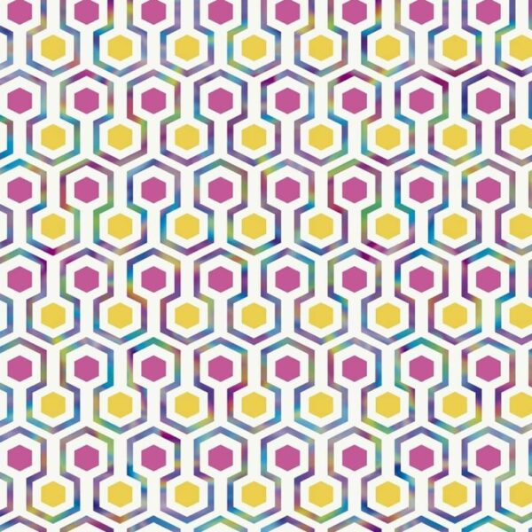 Noordwand Tapet Good Vibes Hexagon Pattern rosa och gul - Bild 2