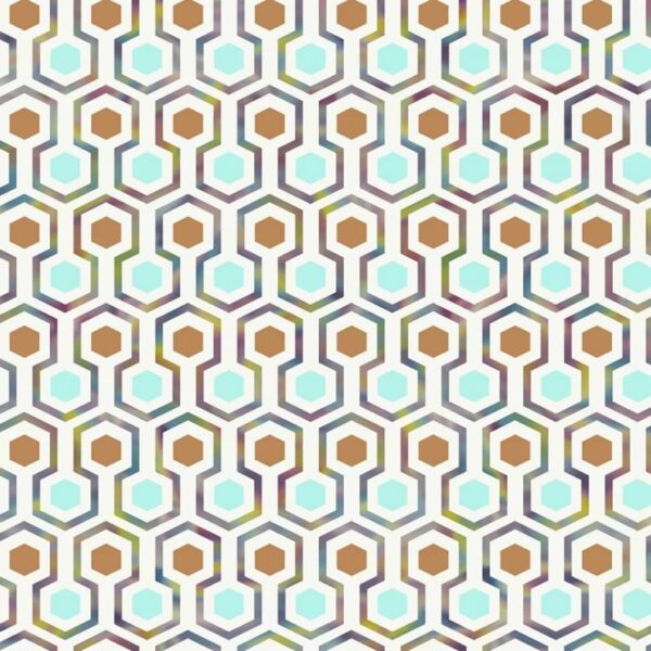 Noordwand Tapet Good Vibes Hexagon Pattern grön och orange