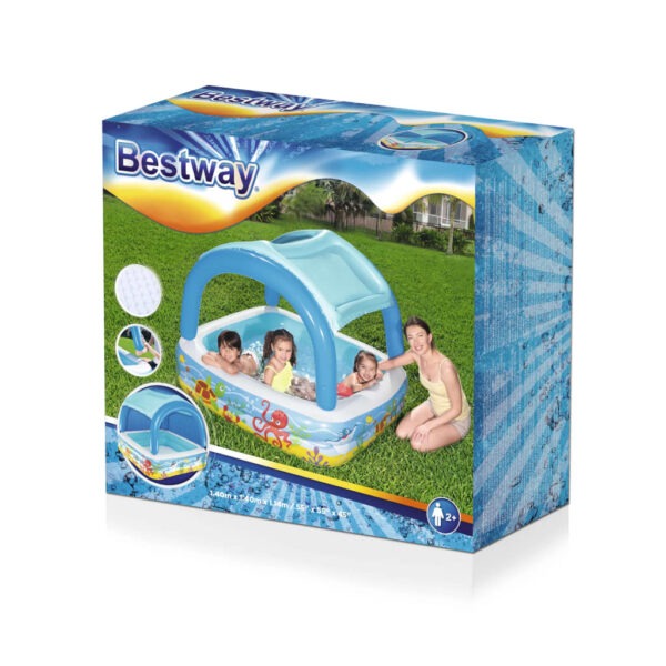 Bestway Lekpool med tak 140x140x114 cm blå 52192 - Bild 11