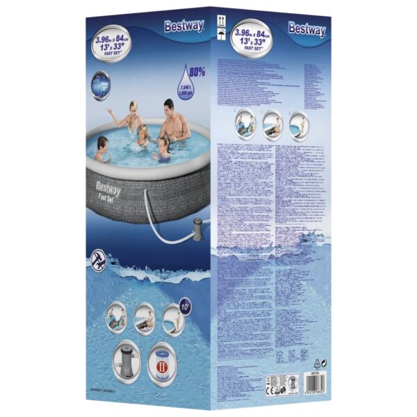 Bestway Uppblåsbar pool Fast Set med pump 396x84 cm - Bild 5