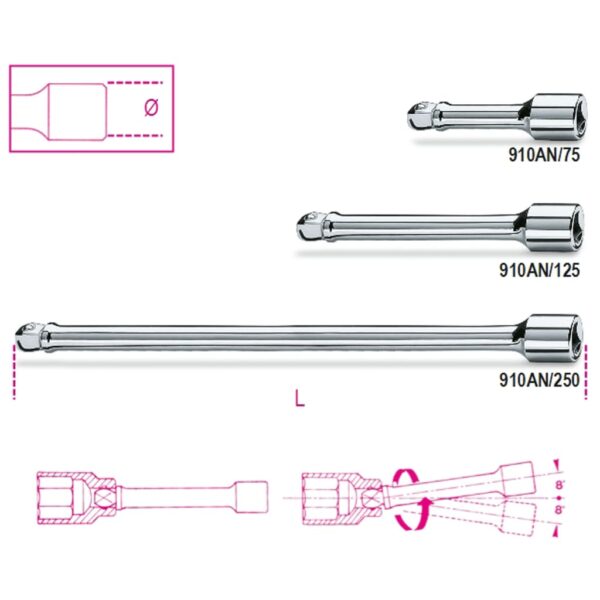 Beta Tools 3/8" Borrförlängare 910AN/250 - Bild 2