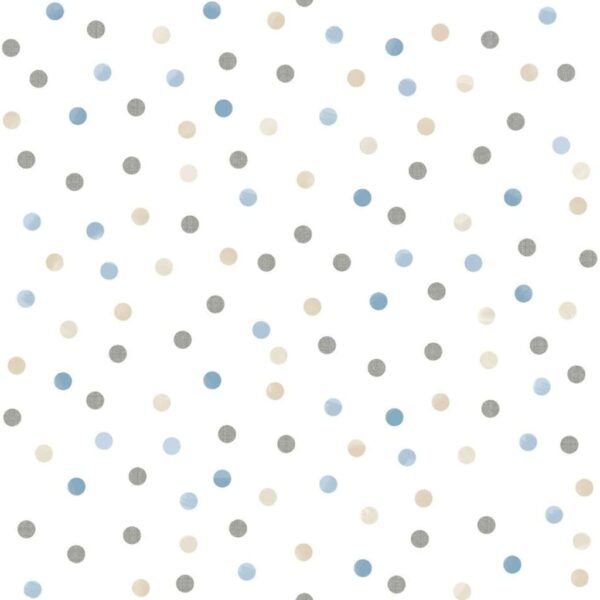 Noordwand Tapet Mondo baby Confetti Dots vit, blå, grå och beige