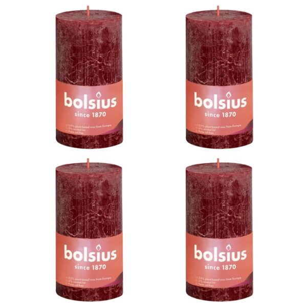 Bolsius Rustika blockljus 4-pack 130x68 mm sammetsröd