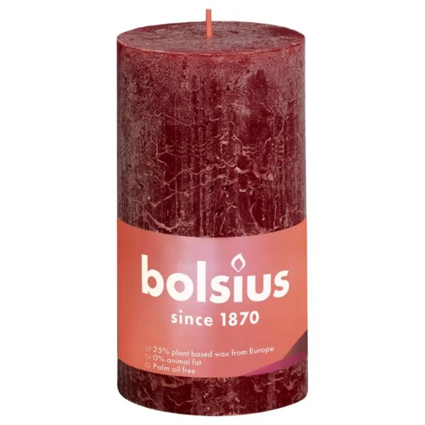 Bolsius Rustika blockljus 4-pack 130x68 mm sammetsröd - Bild 2