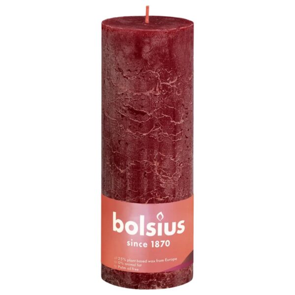 Bolsius Rustika blockljus 4-pack 190x68 mm sammetsröd - Bild 2