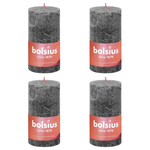 Bolsius Rustika blockljus 4-pack 130x68 mm stormgrå