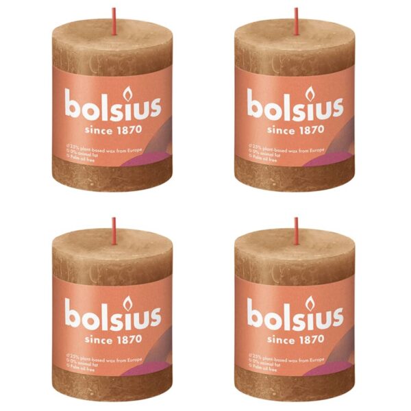 Bolsius Rustika blockljus 4-pack 80x68 mm kryddbrun