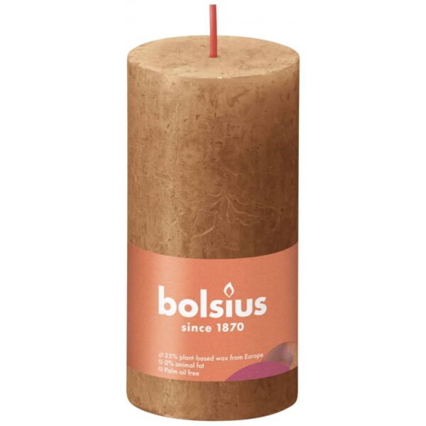 Bolsius Rustika blockljus Shine 8-pack 100x50 mm kryddbrun - Bild 2