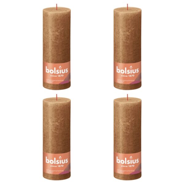 Bolsius Rustika blockljus 4-pack 190x68 mm kryddbrun