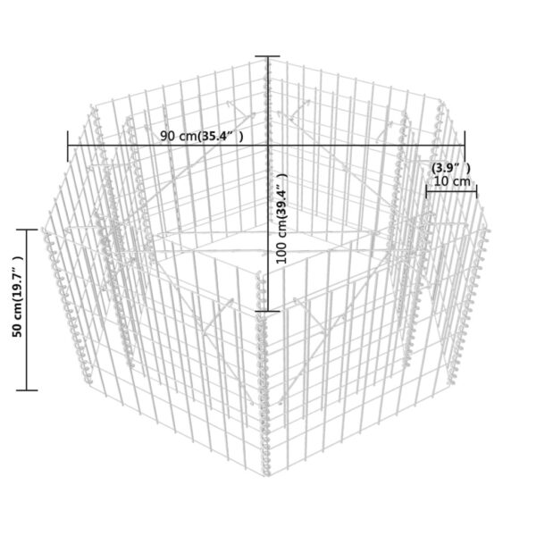 Hexagonal planteringsgabion upphöjd 100x90x50 cm - Bild 5