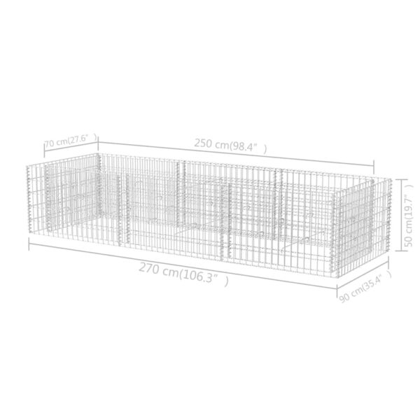 Planteringsgabion upphöjd stål 270x90x50 cm - Bild 6