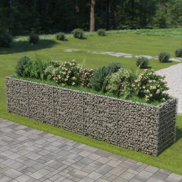 Planteringsgabion upphöjd galvaniserat stål 450x90x100 cm