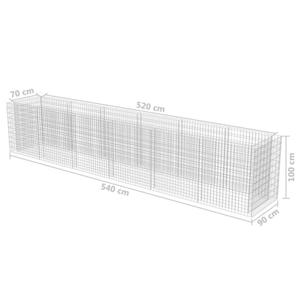 Planteringsgabion upphöjd galvaniserat stål 540x90x100 cm - Bild 8