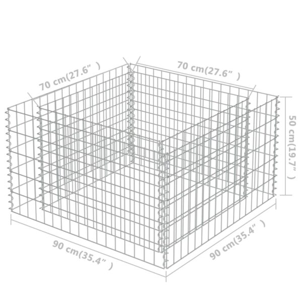 Planteringsgabion upphöjd galvaniserat stål 90x90x50 cm - Bild 7