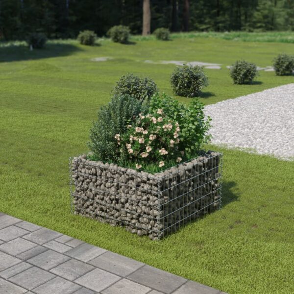 Planteringsgabion upphöjd galvaniserat stål 90x90x50 cm