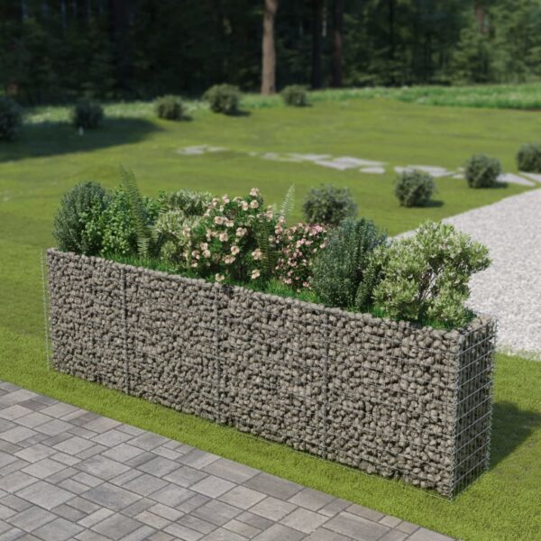 Planteringsgabion upphöjd galvaniserat stål 360x50x100 cm