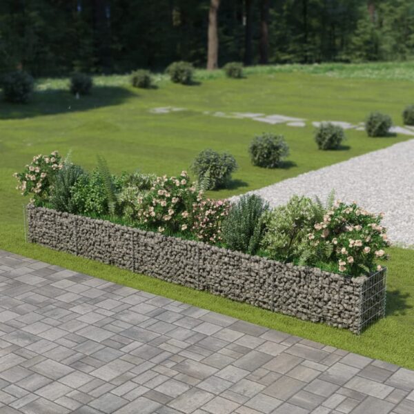 Planteringsgabion upphöjd galvaniserat stål 450x50x50 cm