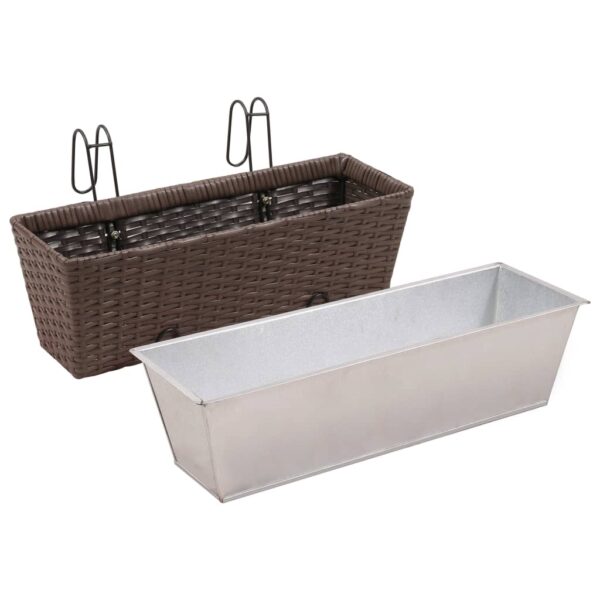 Blomlåda för balkong 2-pack konstrotting/zink brun 50cm - Bild 5