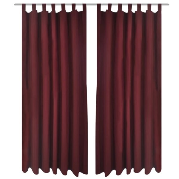 2-pack gardiner med öglor i vinröd microsatin 140 x 245 cm