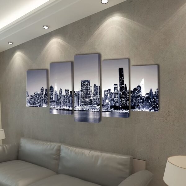 Uppsättning väggbonader på duk: New York Skyline 100 x 50 cm - Bild 2