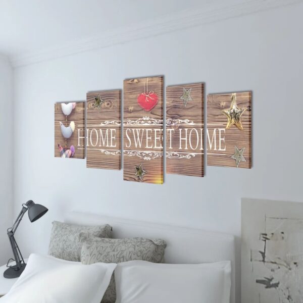 Canvastavlor set om 5 Home Sweet Home 100 x 50 cm - Bild 2