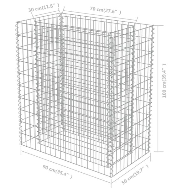 Planteringsgabion upphöjd galvaniserat stål 90x50x100 cm - Bild 8