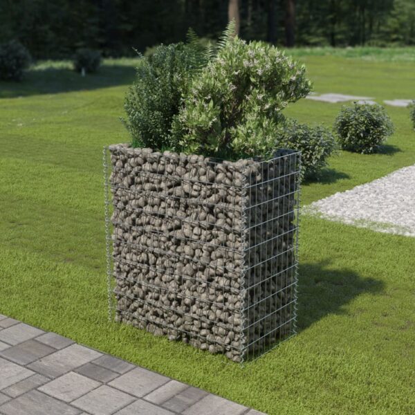 Planteringsgabion upphöjd galvaniserat stål 90x50x100 cm