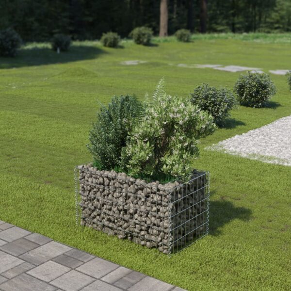 Planteringsgabion upphöjd galvaniserat stål 90x50x50 cm