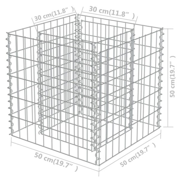 Planteringsgabion upphöjd galvaniserat stål 50x50x50 cm - Bild 7