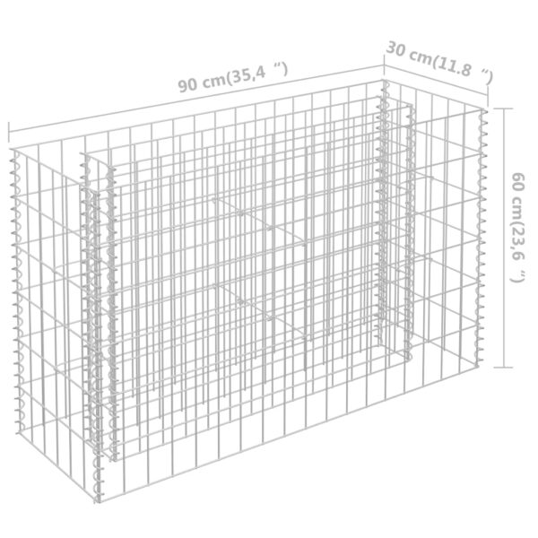 Planteringsgabion upphöjd galvaniserat stål 90x30x60 cm - Bild 7