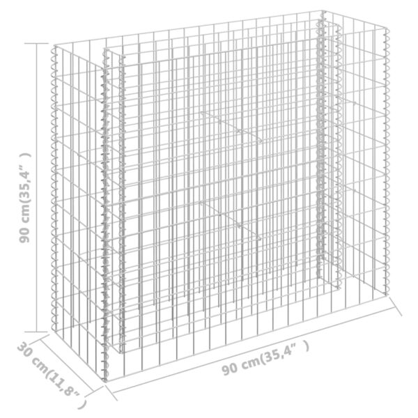 Planteringsgabion upphöjd galvaniserat stål 90x30x90 cm - Bild 7