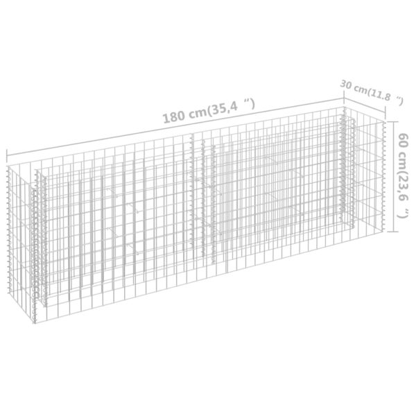 Planteringsgabion upphöjd galvaniserat stål 180x30x60 cm - Bild 7