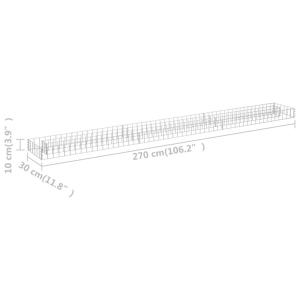 Planteringsgabion upphöjd galvaniserat stål 270x30x10 cm - Bild 7