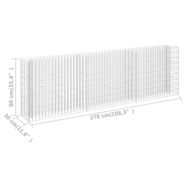 Planteringsgabion upphöjd galvaniserat stål 270x30x90 cm - Bild 7