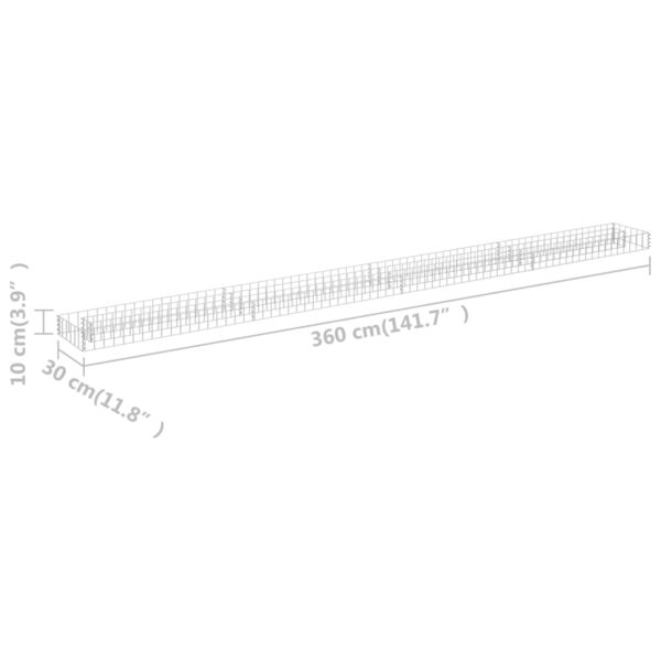 Planteringsgabion upphöjd galvaniserat stål 360x30x10 cm - Bild 7