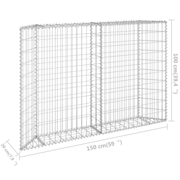 Gabion trapets upphöjd galvaniserat stål 150x20x100 cm - Bild 7