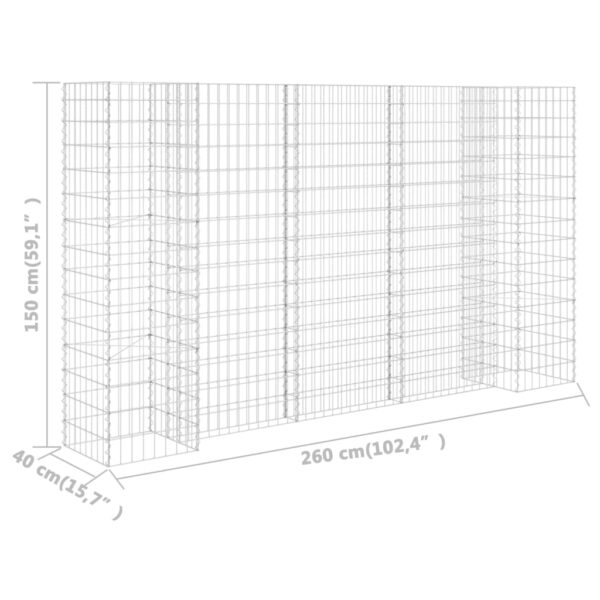 Planteringsgabion H-formad stål 260x40x150 cm - Bild 6