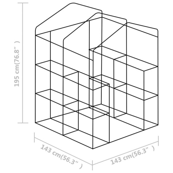 Växthus med hyllor stål 143x143x195 cm - Bild 11