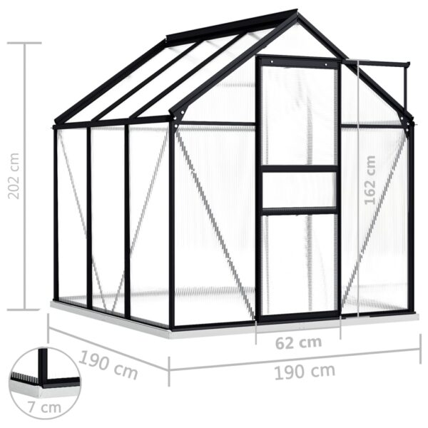 Växthus med basram antracit aluminium 3,61 m² - Bild 6