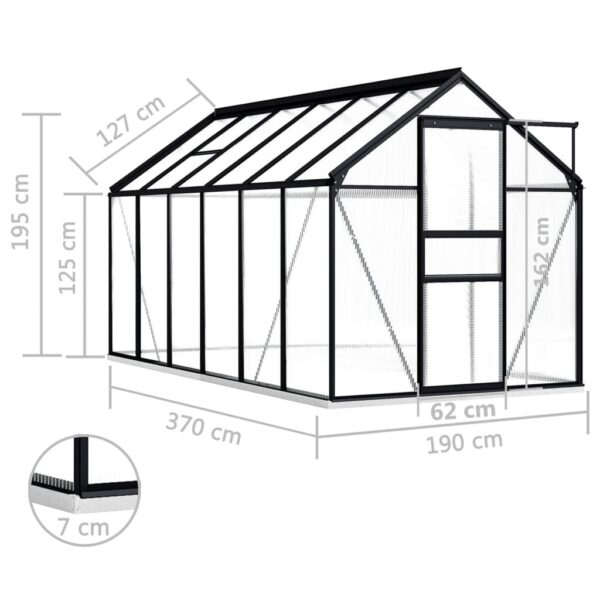 Växthus med basram antracit aluminium 7,03 m² - Bild 6