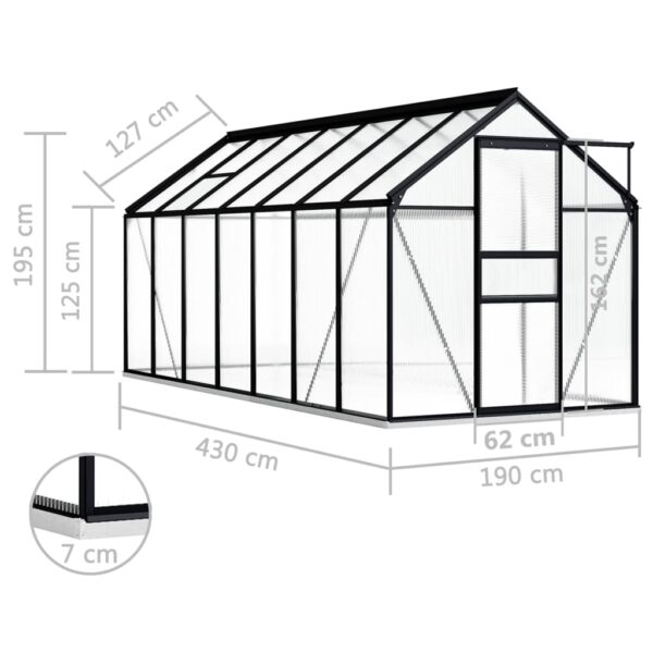 Växthus med basram antracit aluminium 8,17 m² - Bild 6