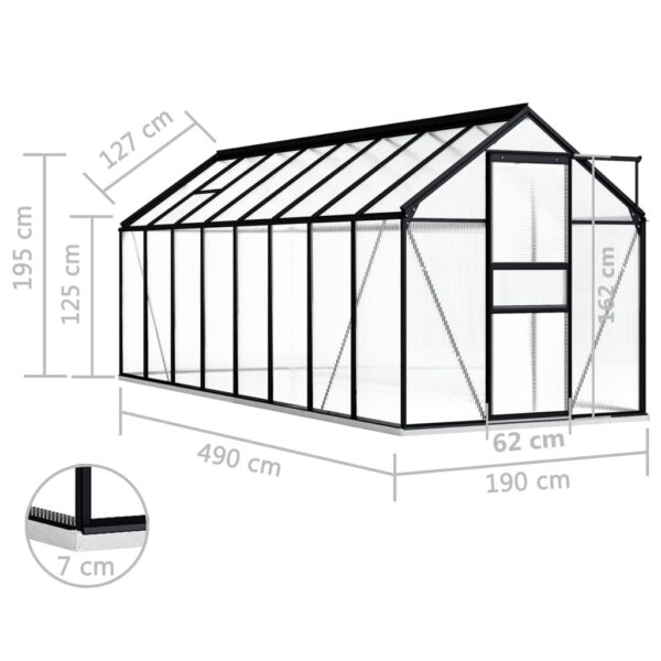 Växthus med basram antracit aluminium 9,31 m² - Bild 6